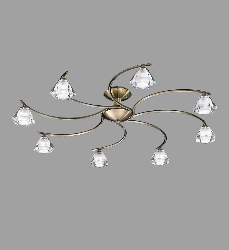 Franklite FL2163/8 Twista 8 light Antique Brass Ceiling Light