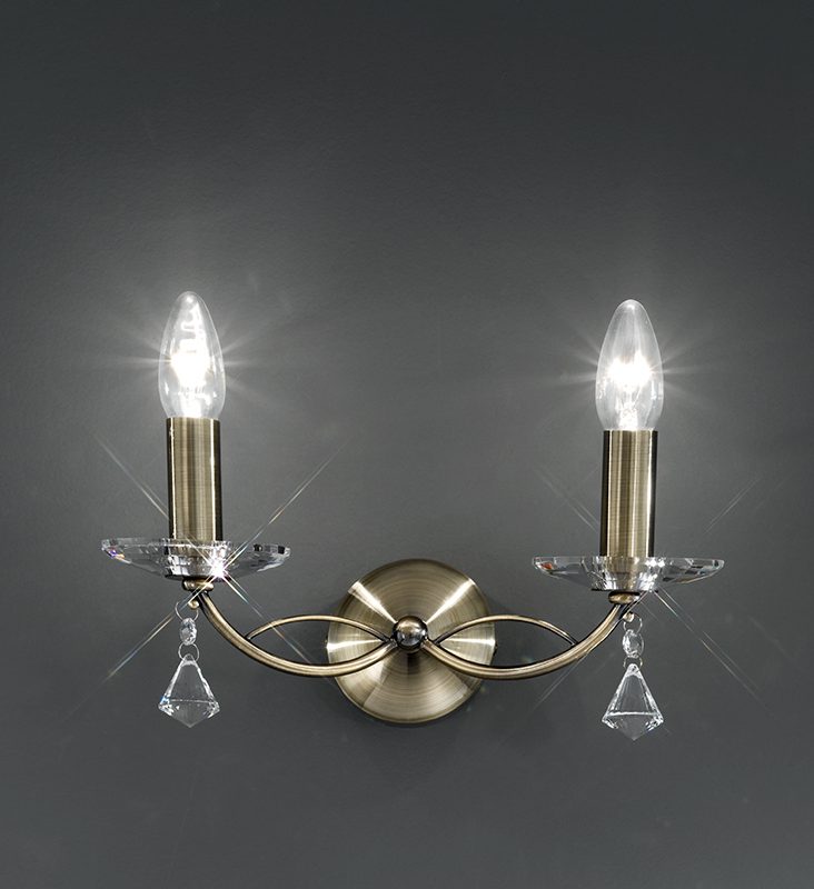 4122282 Poole Twin Crystal Wall Light Bronze