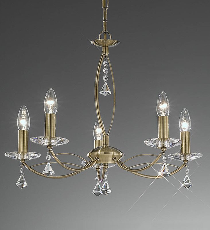 4122285 Poole 5 light crystal chandelier Bronze