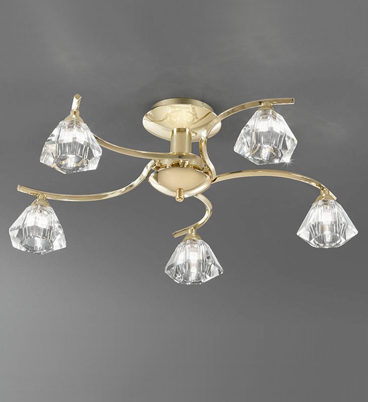 Franklite FL2230/5 Twista 5 light Brass Ceiling Light
