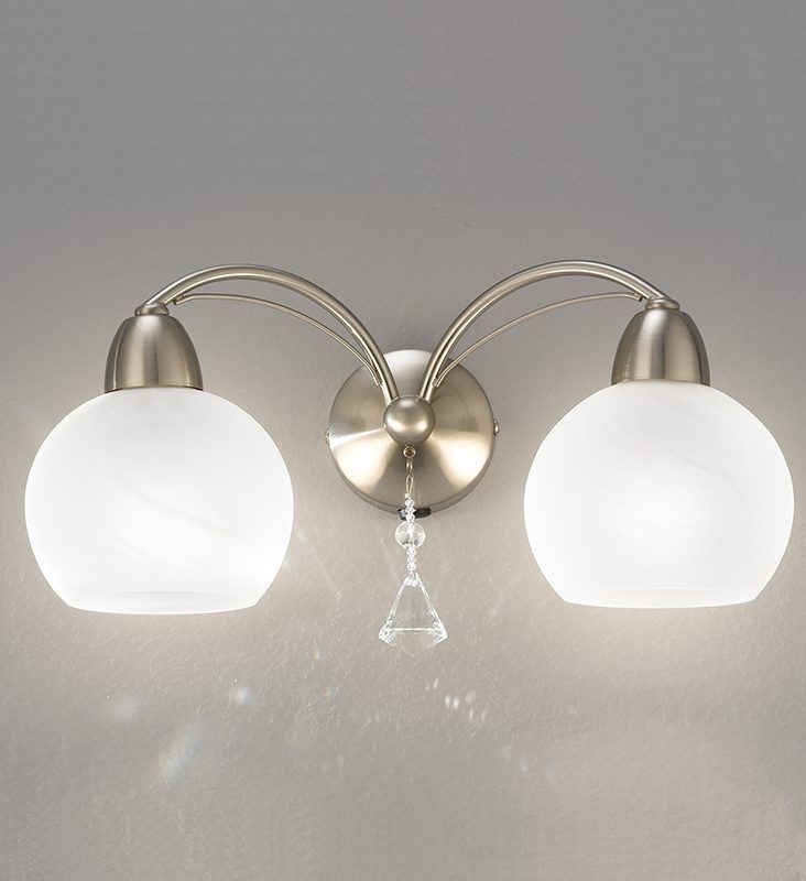 4122772 Theo 2 Light Satin Nickel Wall Light