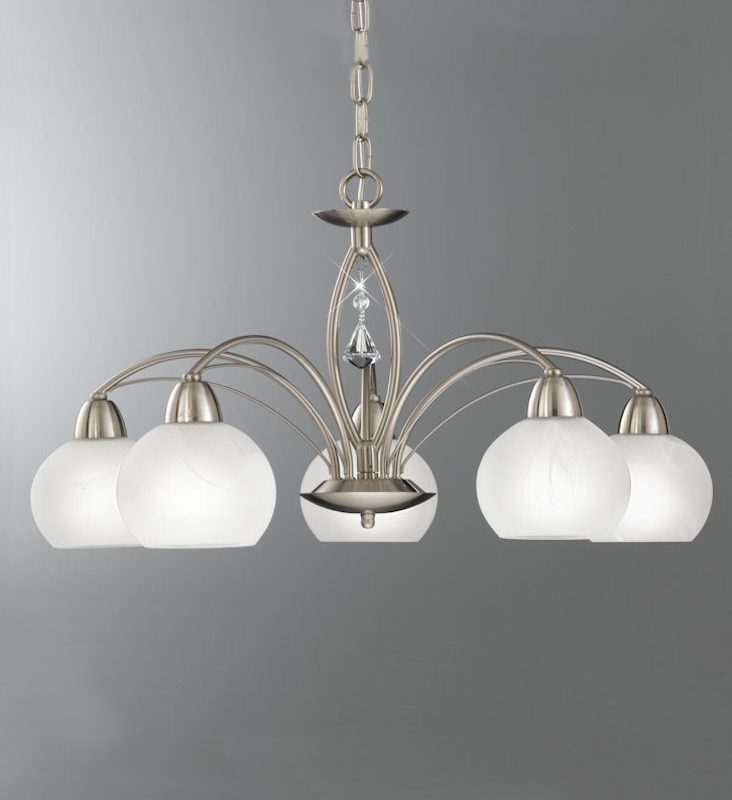 4122775 Theo 5 Light Satin Nickel Ceiling Light