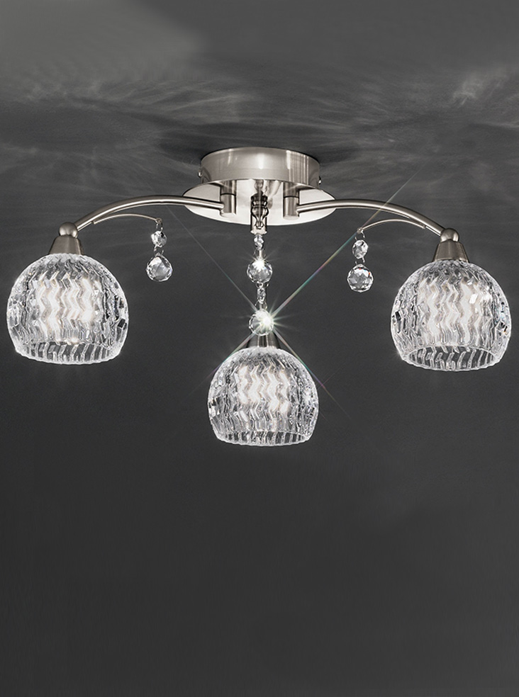 Satin Nickel Ceiling Light | Jury 3lt Ceiling Light