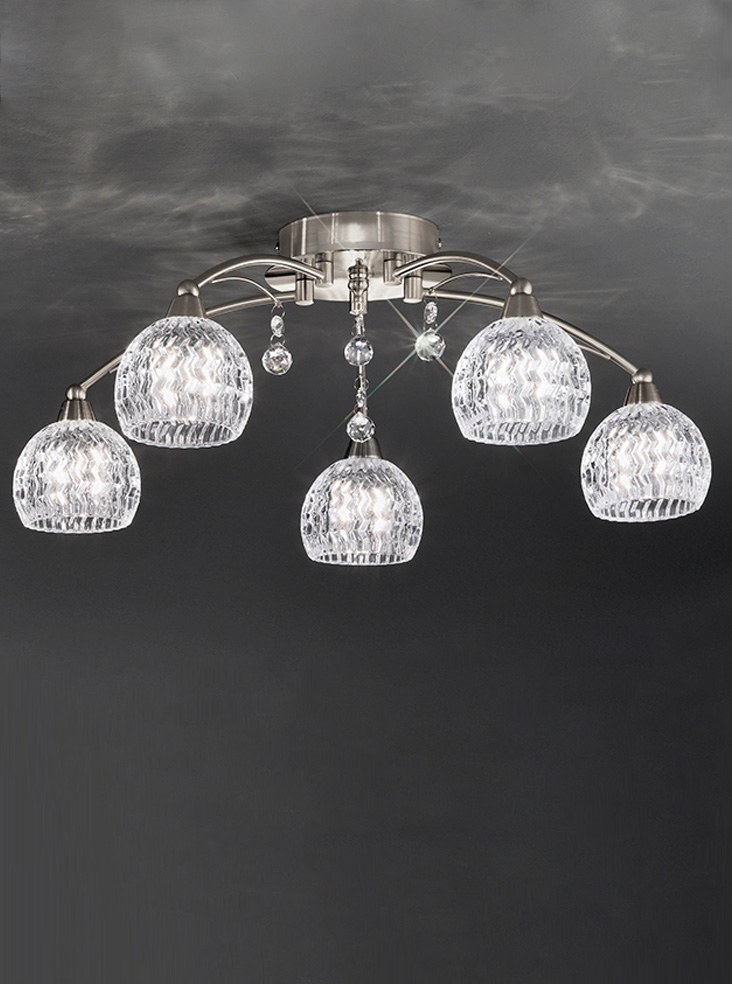 Satin Nickel Ceiling Lights | Jury 5lt Ceiling Light