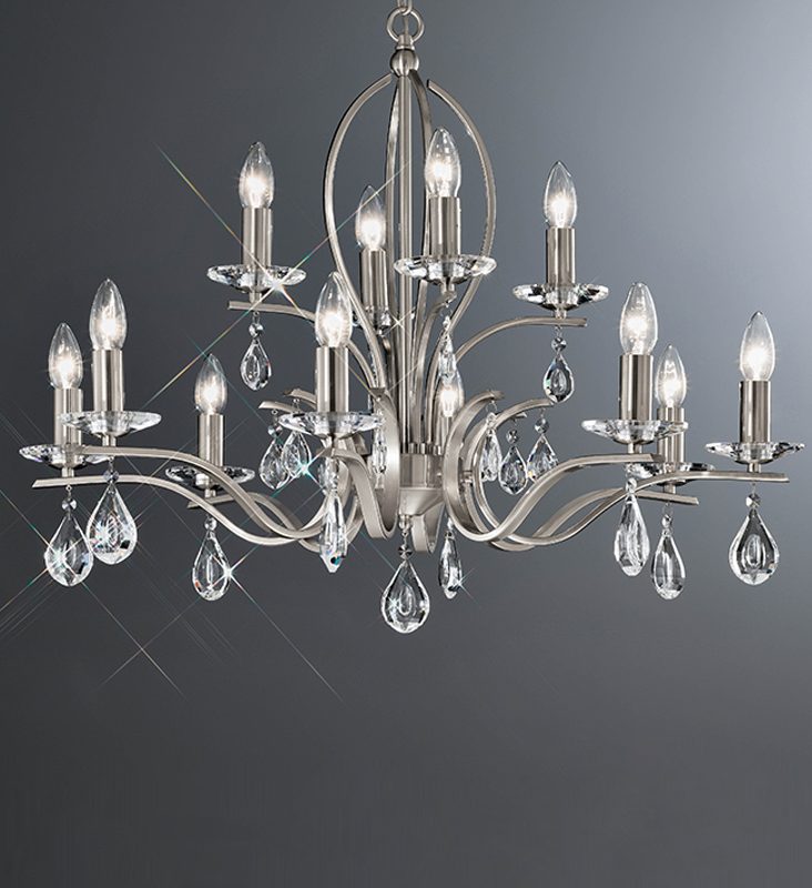 41229812 Swallow 12 Light Chandelier Satin Nickel