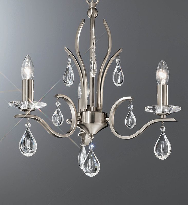 4122983 Swallow 3 Light Chandelier Satin Nickel