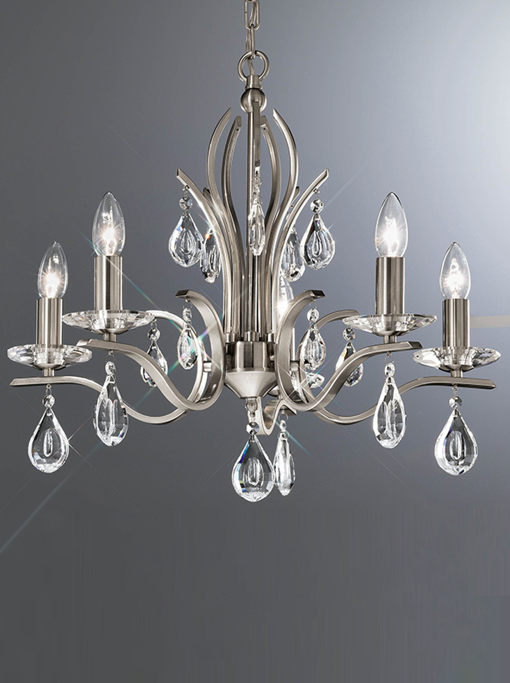 Swallow 5 Light Chandelier Satin Nickel