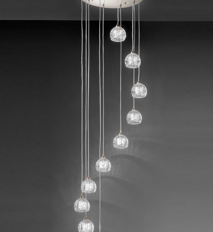 Franklite FL2300/10 Tireney 10 Light Ceiling Pendant Satin Nickel