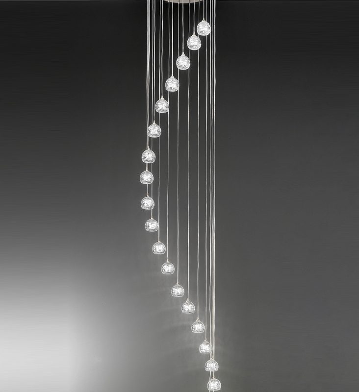 Franklite FL2300/20 Tierney 20 Light Ceiling Pendant Satin Nickel