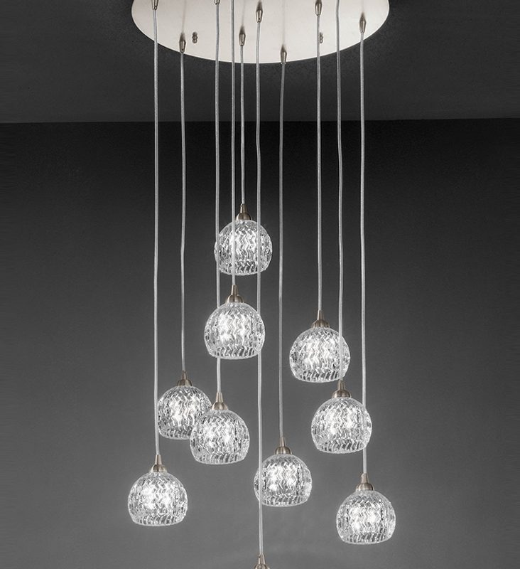 Franklite FL2301/10 Tierney 10 Light Ceiling Pendant Satin Nickel