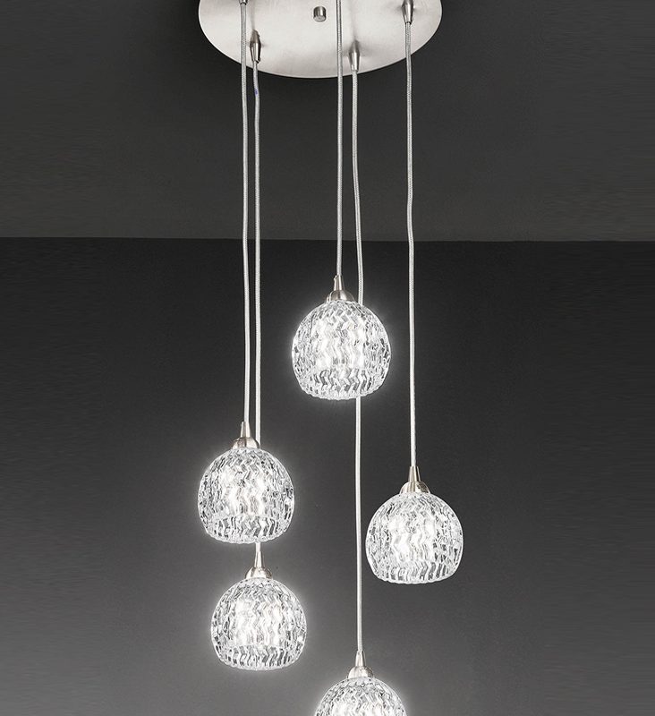 Franklite FL2301/5 Tierney 5 Light Ceiling Pendant Satin Nickel