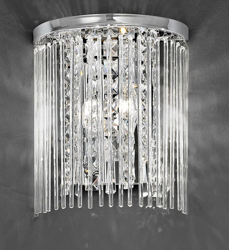 Franklite FL2310/2 Cage 2 Light Crystal Wall Light Chrome