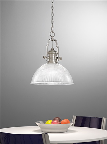 Industrial glass Pendant Satin Nickel