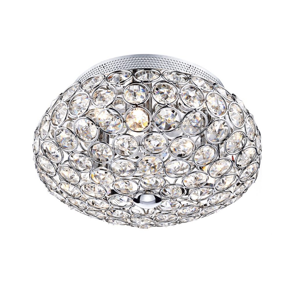 Frost 3 light flush Crystal Ceiling Light chrome