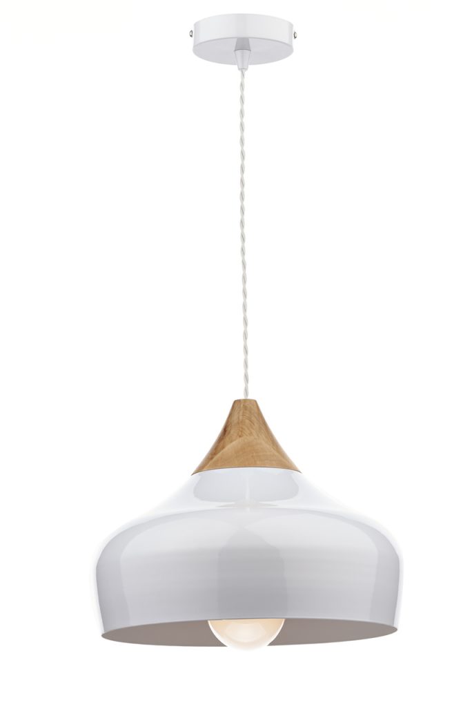 Kitchen Island Pendant Lights | Gloss White Wood Pendant