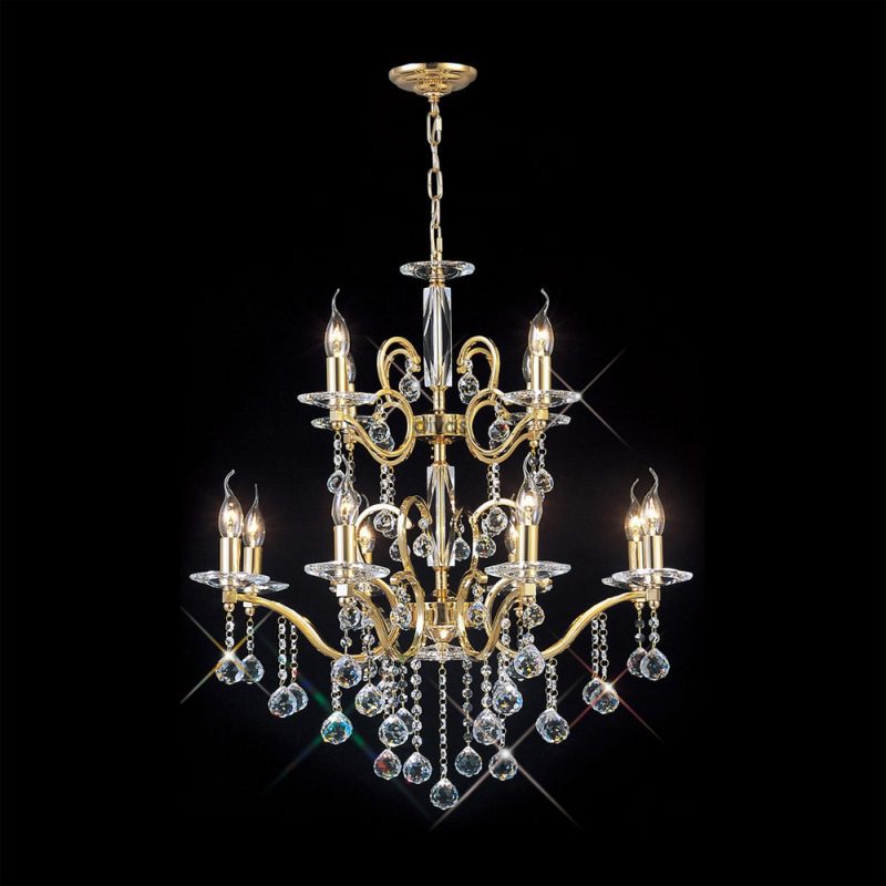 Diyas IL30228+4 Zinto 12 Light Crystal Chandelier Gold