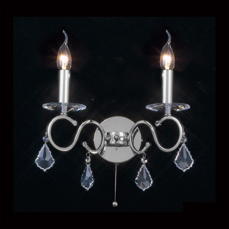 Diyas IL30312 Torino Twin Wall Light Crystal & Chrome