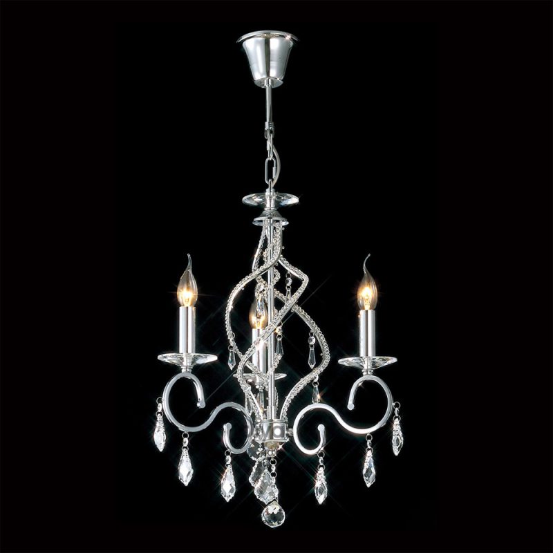Diyas IL30313 Torino 3 Light Crystal Chandelier Chrome