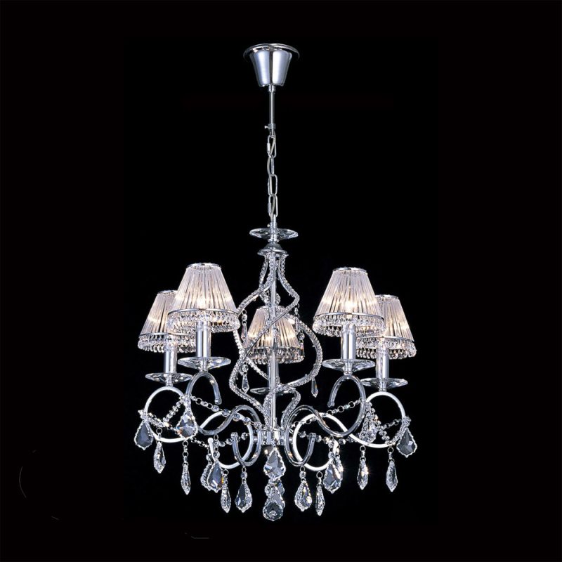 Diyas IL30315 Torino 5 Light Crystal Chandelier Chrome