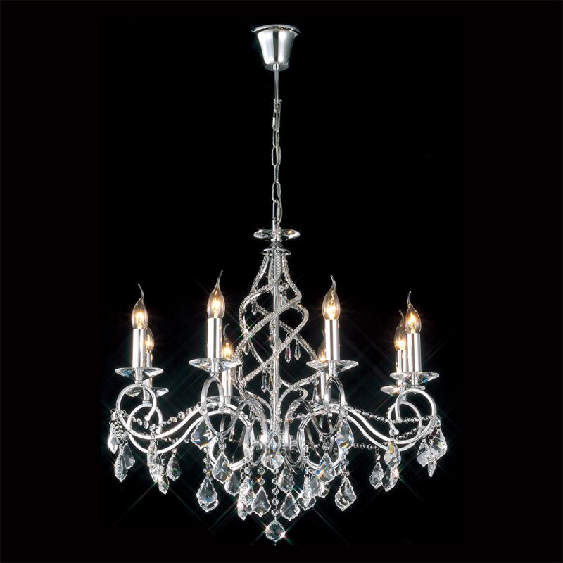 Diyas IL30318 Torino 8 Light Crystal Chandelier Chrome