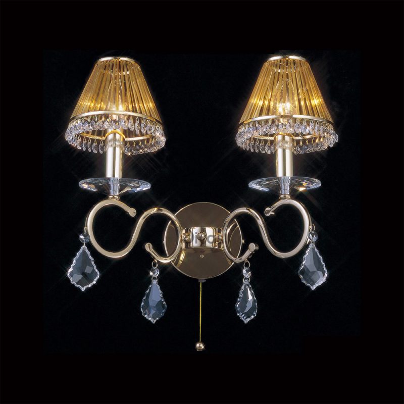 Diyas IL30322 Torino Twin Wall Light Crystal & Gold