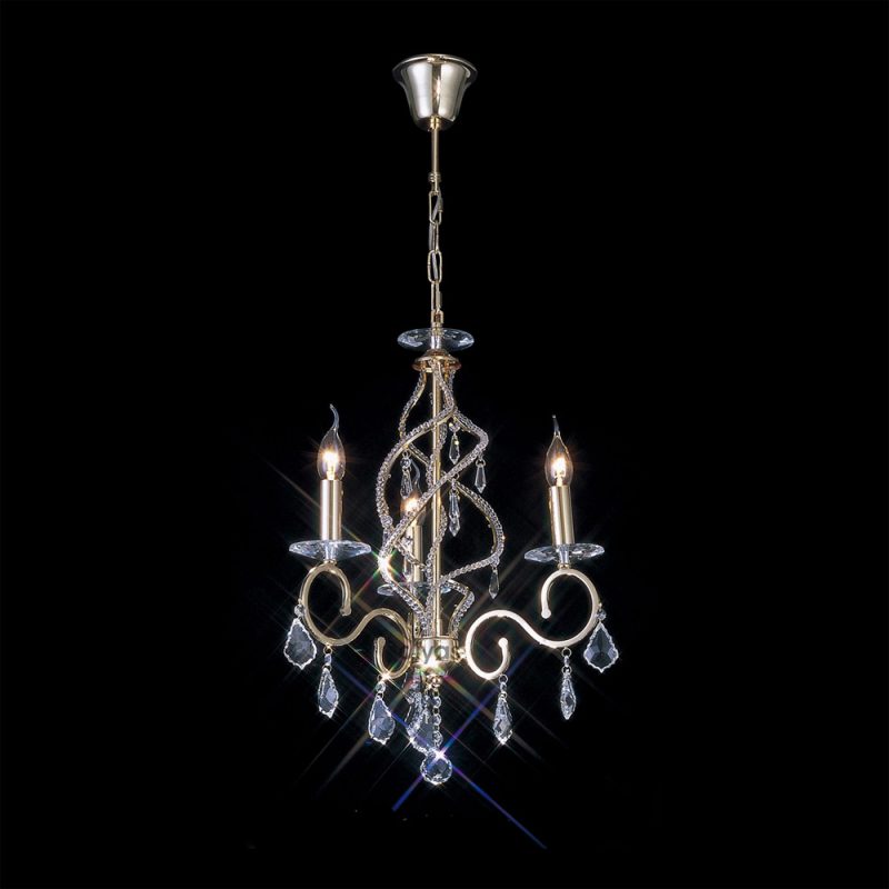Diyas IL30323 Torino 3 Light Crystal Chandelier Gold