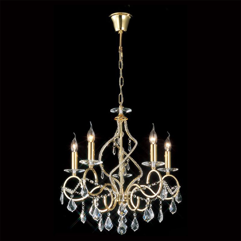 Diyas IL30325 Torino 5 Light Crystal Chandelier Gold