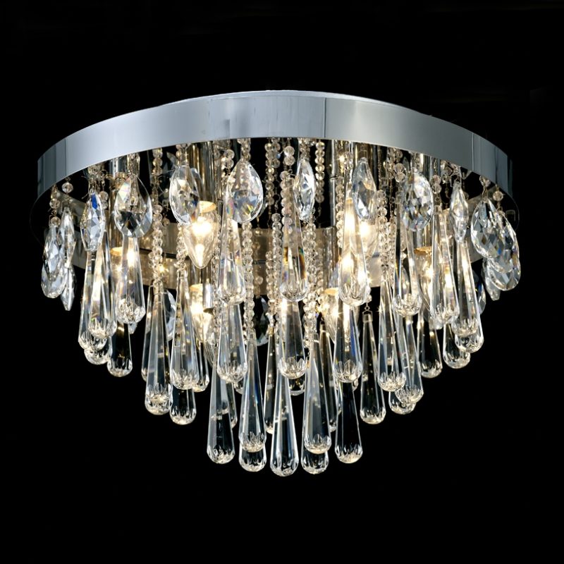 Shaan 10 Light flush Crystal Ceiling Light
