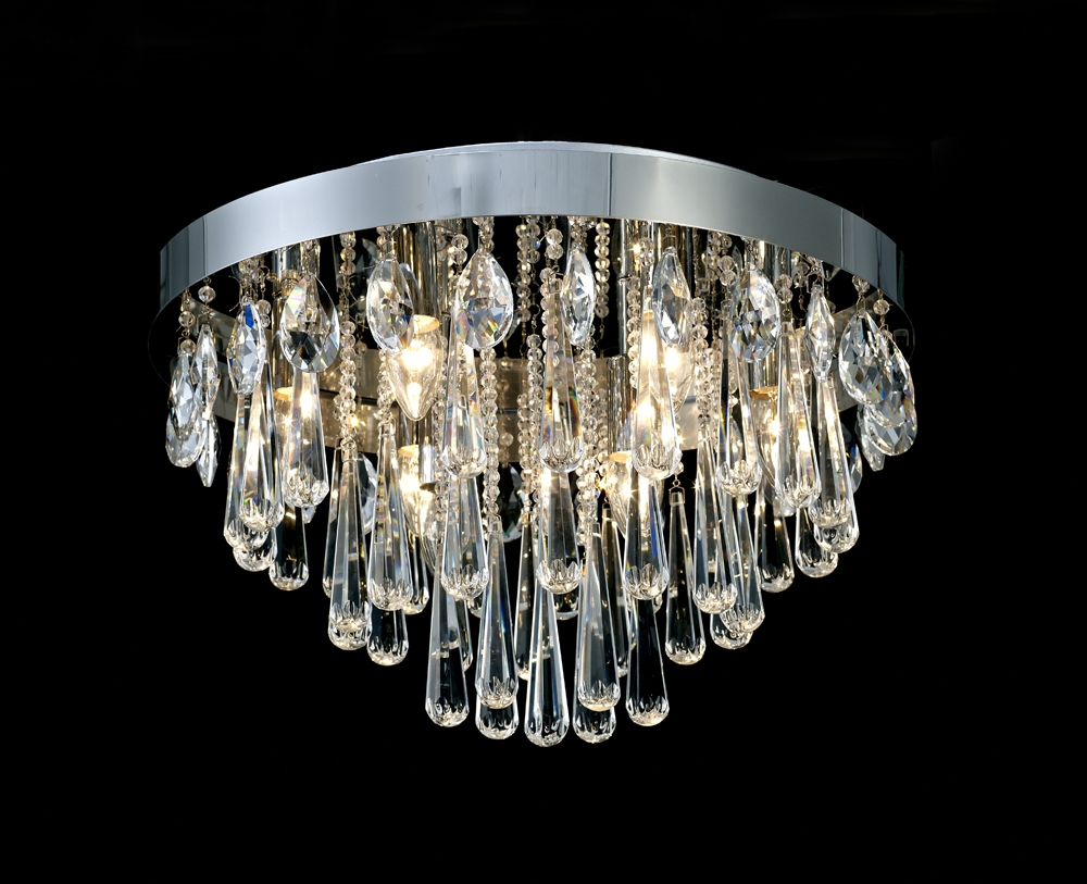Shaan 10 Light flush Crystal Ceiling Light