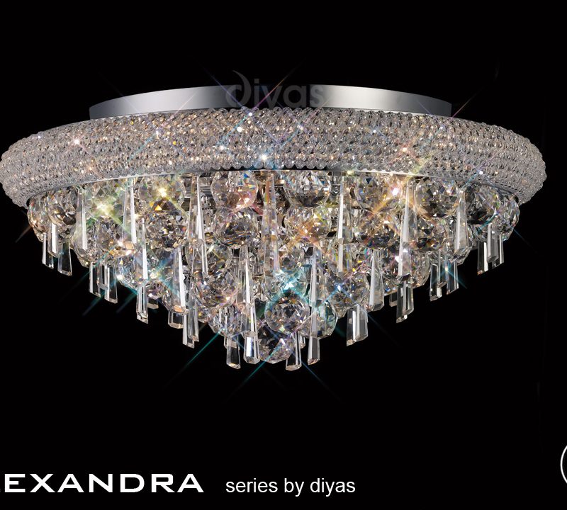 Diyas IL31446 Alexandra 7 Light Crystal Ceiling Light Polished Chrome