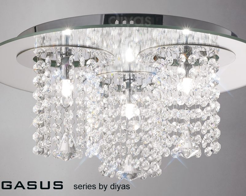 Diyas IL31465 Pegasus 3 Light Flush Crystal Ceiling Light