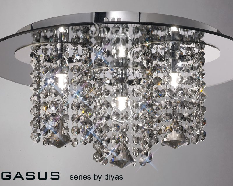 Diyas IL31466 Pegasus 3 Light Flush Crystal Ceiling Light
