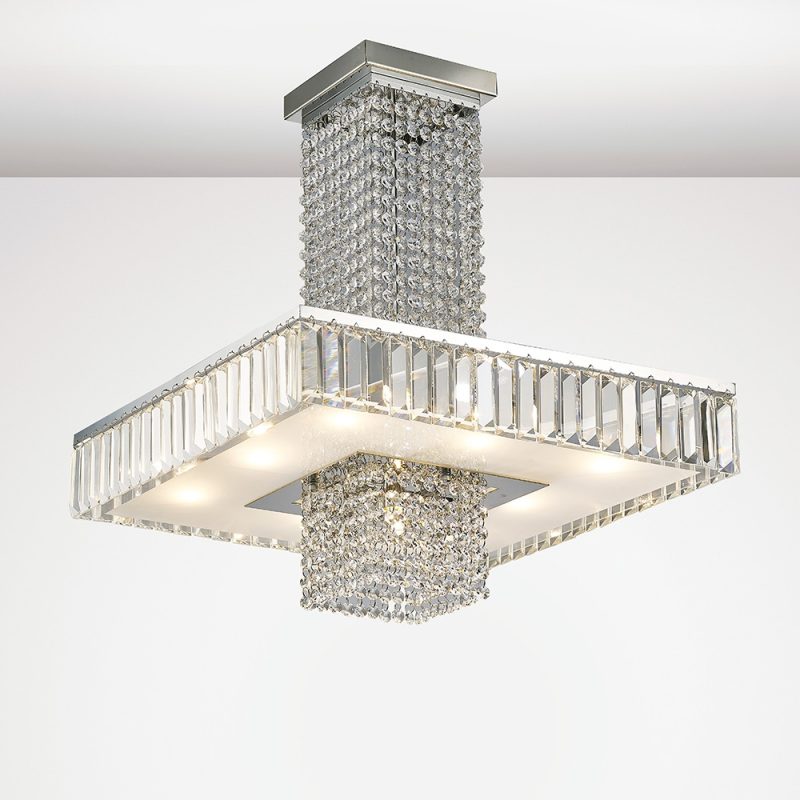 9 Light Crystal Semi-Flush Polished chrome