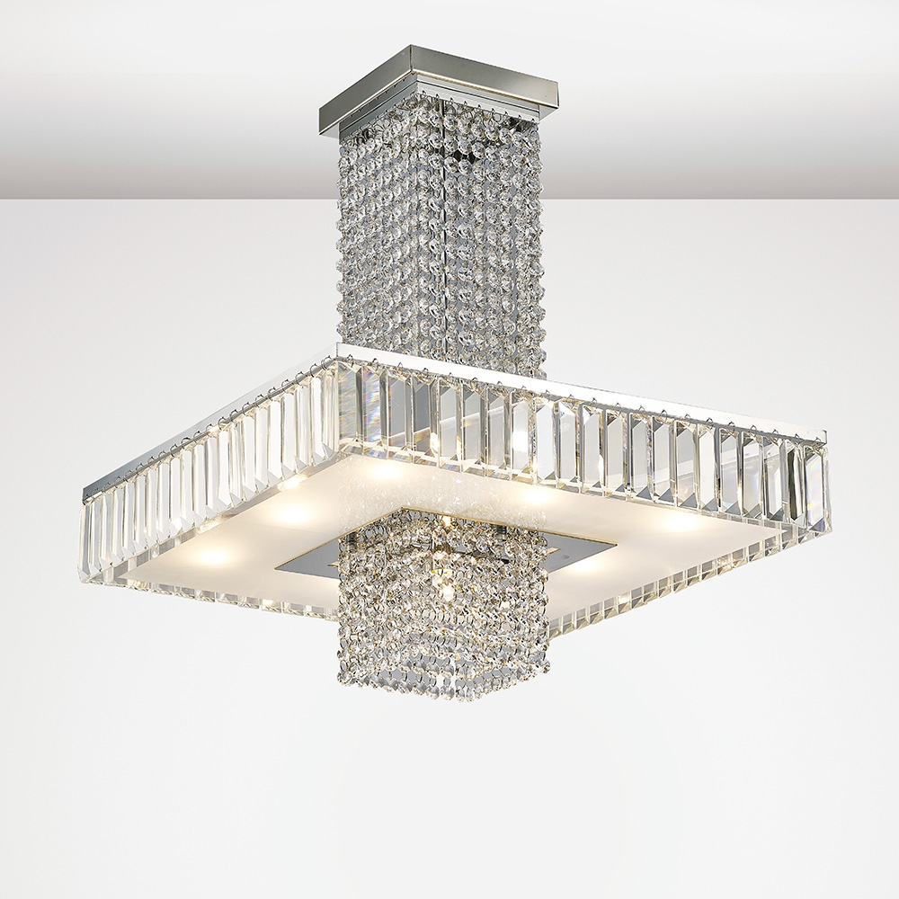 9 Light Crystal Semi-Flush Polished chrome