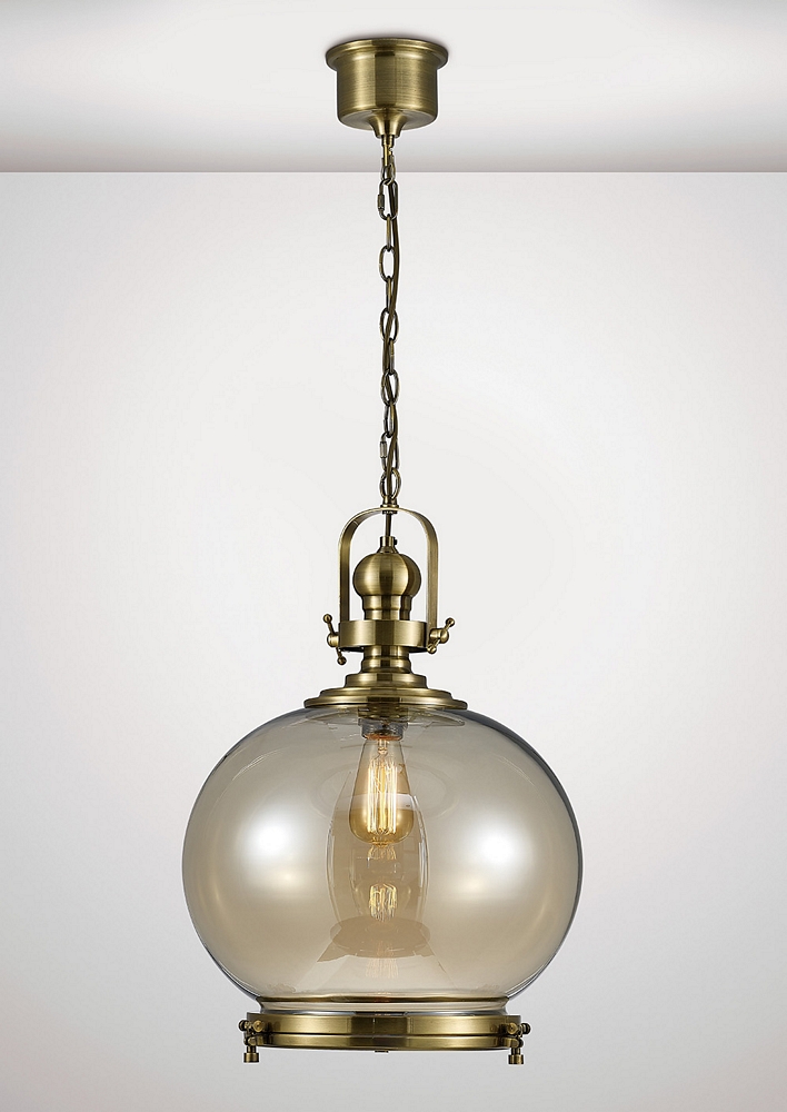 Single Large Ball Pendant Antique Brass
