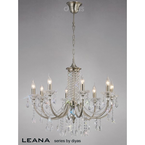 Diyas IL32088 Leana 8 Light Chandelier Satin Nickel