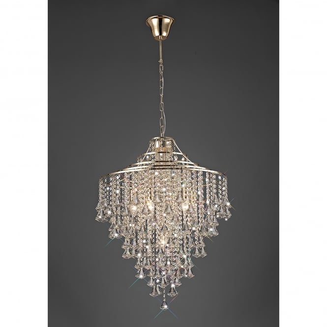 Diyas IL32772 Inina 7 Light Crystal Pendant French Gold
