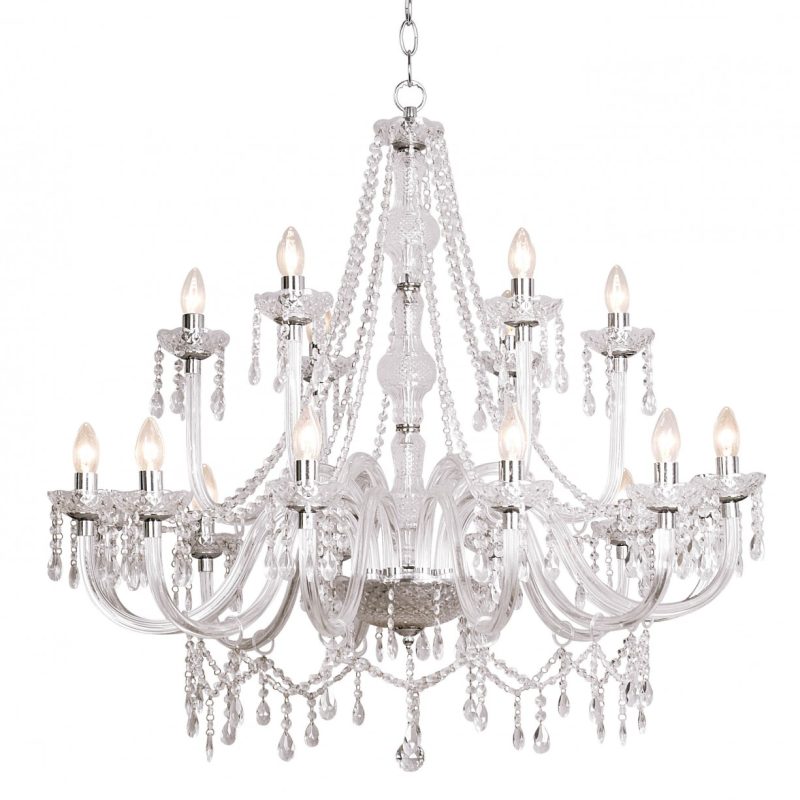 Dar KAT1850 Katie 18 Light Crystal Chandelier CHROME