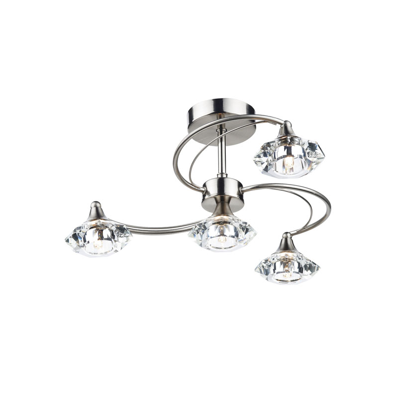Dar LUT0446 Luther 4 Light Satin Chrome Ceiling Light