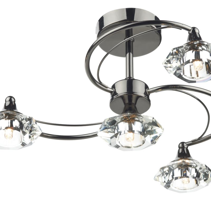 Dar LUT0467 Luther 4 Light Black Chrome Ceiling Light