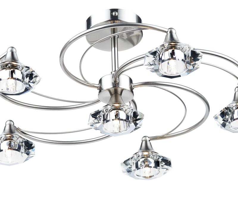 Dar LUT0646 Luther 6 Light Satin Chrome Ceiling Light