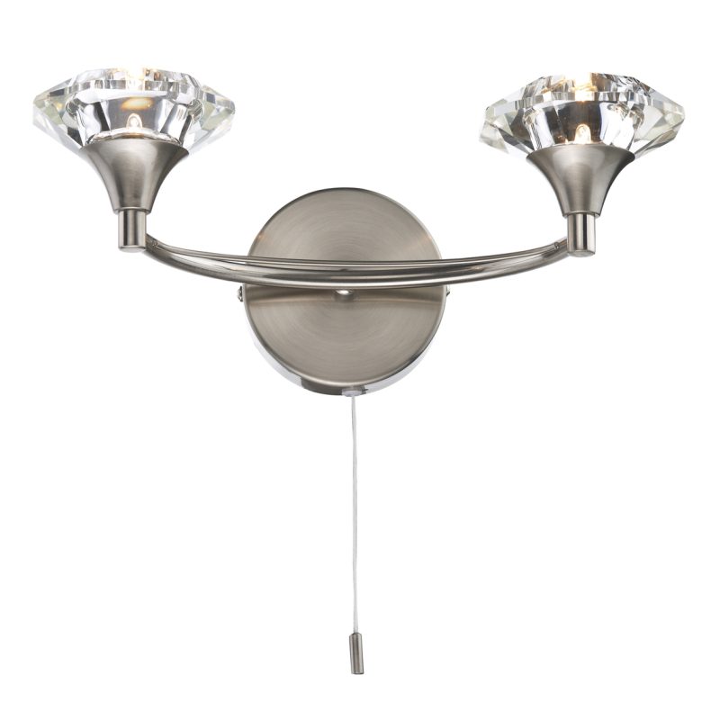 Dar LUT0946 Luther 2 Light Satin Chrome Wall Light