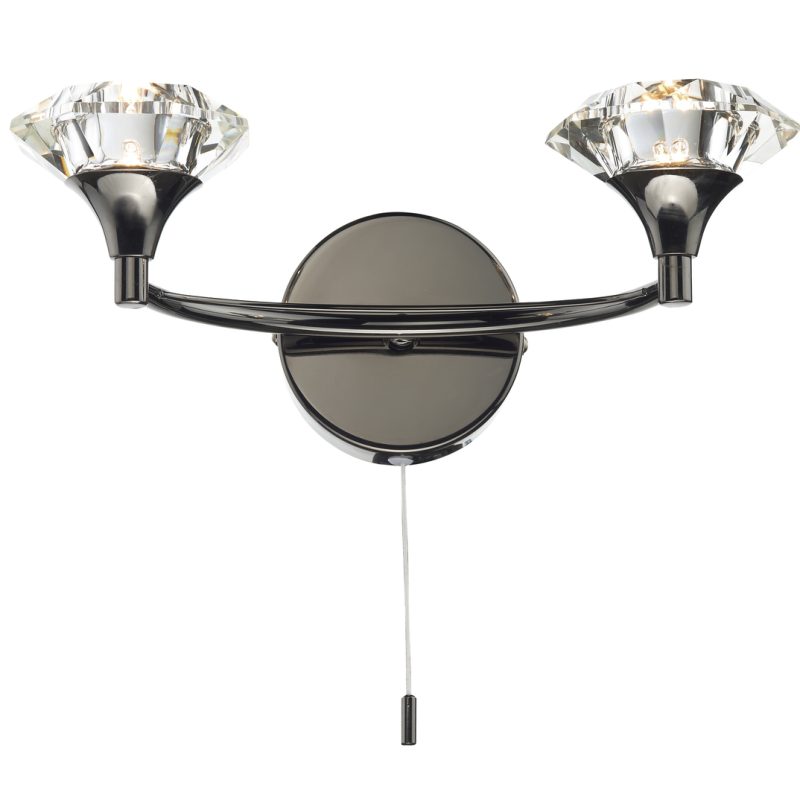 Dar LUT0967 Luther 2 Light Black Chrome Wall Light