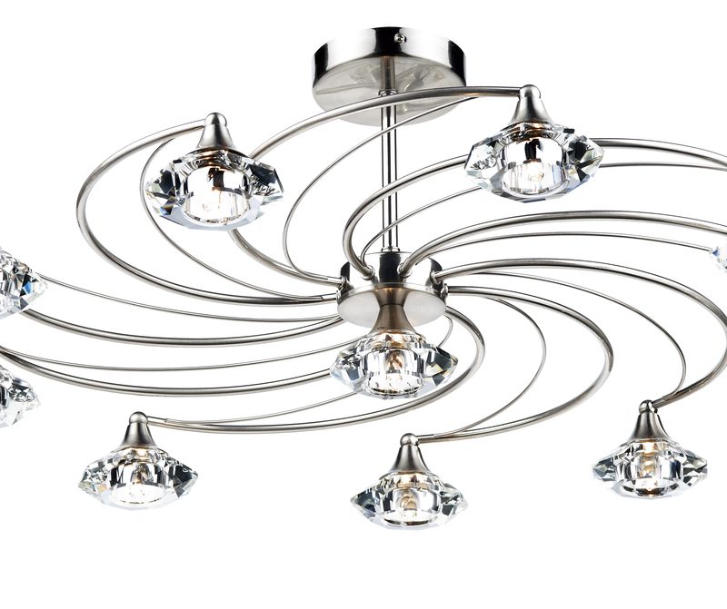 Dar LUT2346 Luther 10 Light Satin Chrome Ceiling Light