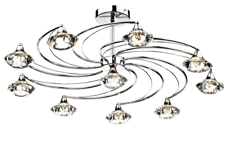 DarLUT2350 Luther 10 Light Polished Chrome Ceiling Light