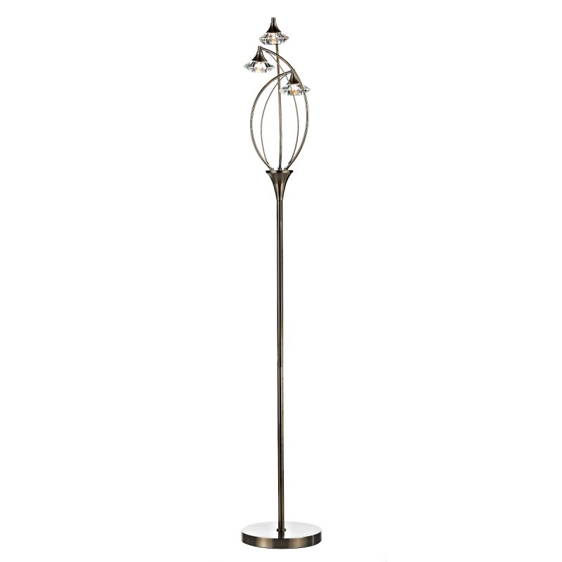 Dar LUT4975 Luther 3 Light Antique Brass Floor Lamp