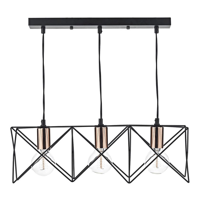 3 Light Bar Pendant Black