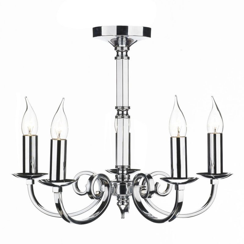 DRUM100550 5 Light Ceiling Pendant Polished Chrome