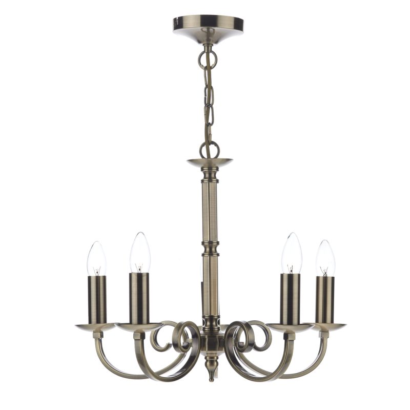 DRUM100575 5 Light Ceiling Pendant Antique Brass
