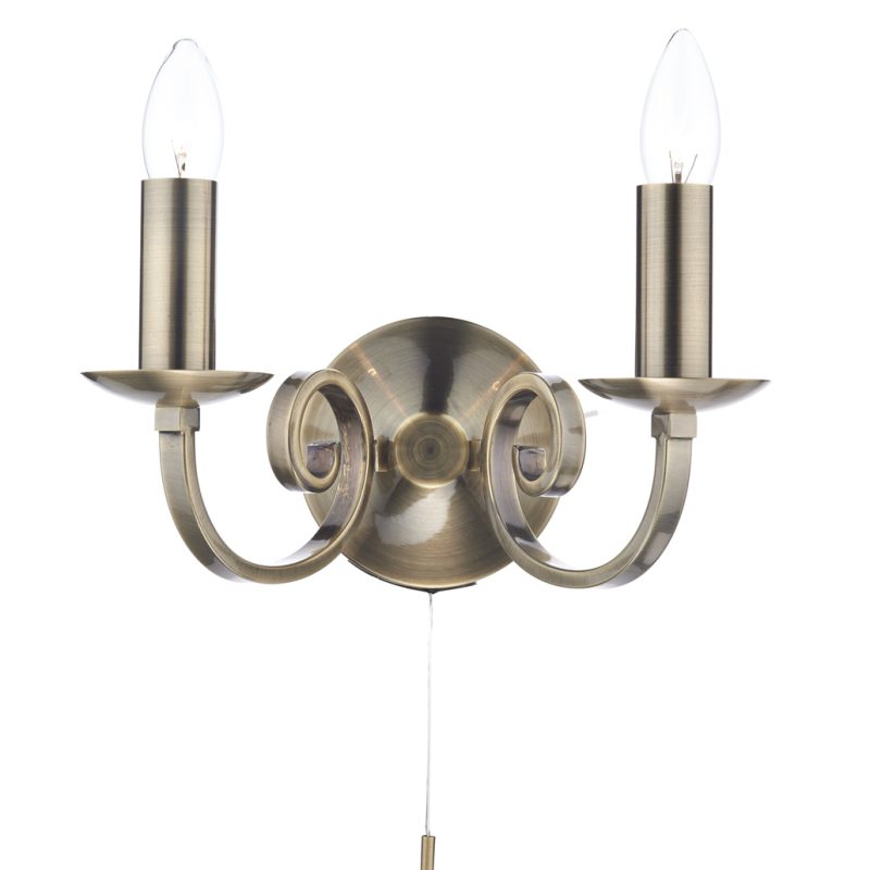 DRUM100975 2 Light Wall Light Antique Brass